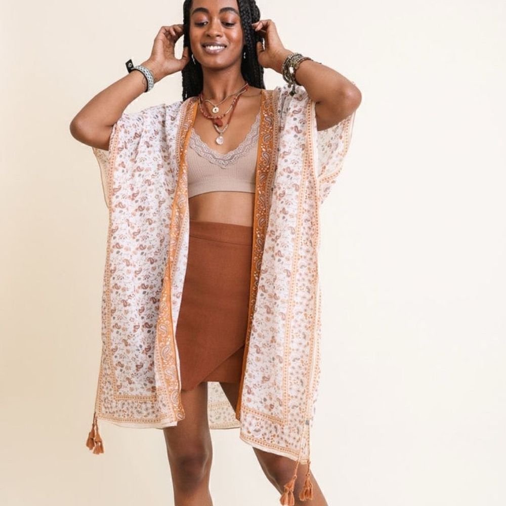 Bon Voyage‎ Ditzy Floral Paisley Kimono NWT | OS